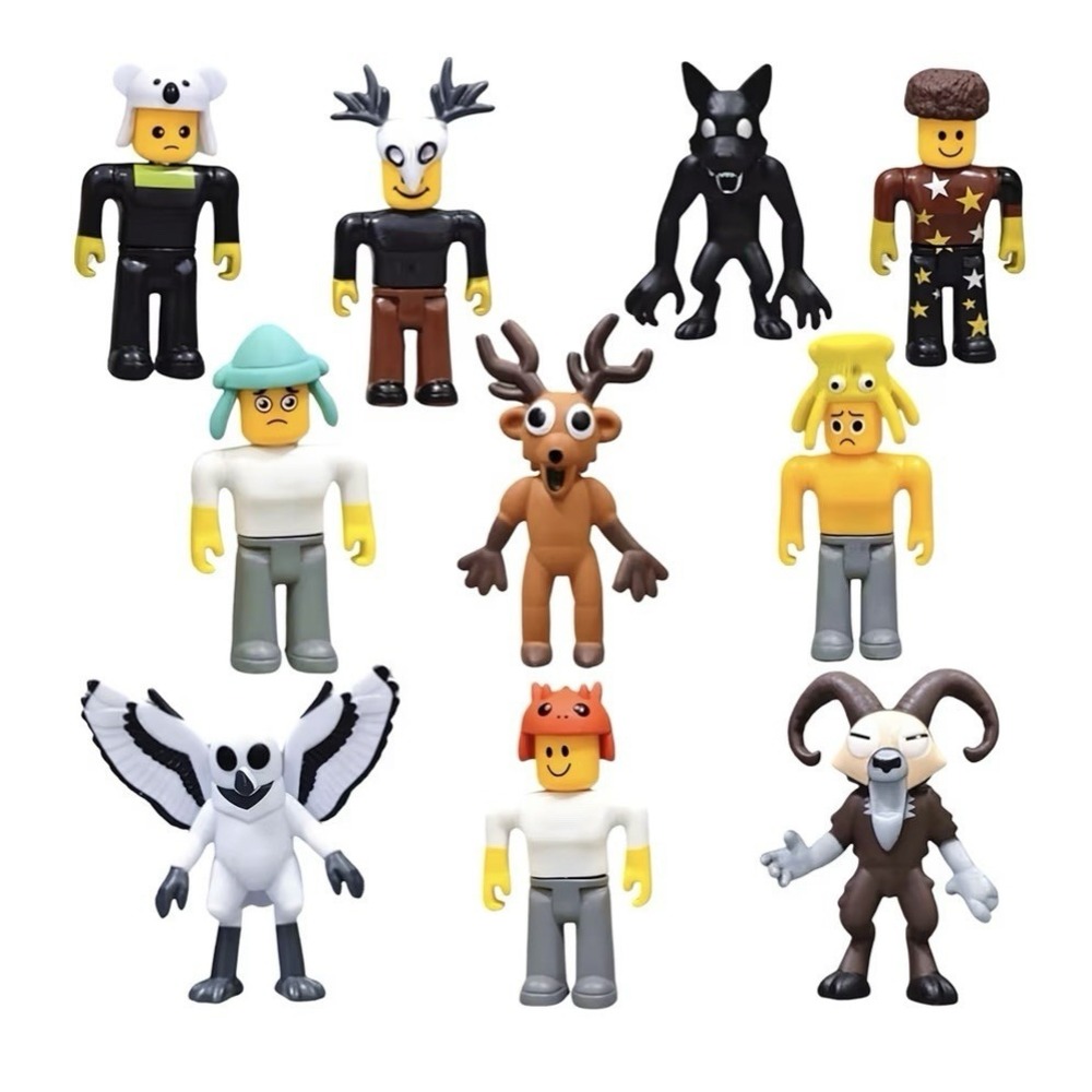 99 Nights in the Forest Action Figures Toys 10 Pcs - Deer Owl Wolf Ram and Other